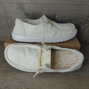 Hey Dude Shoes Women 11 Wendy Stardust Cream Gold Slip On Casual Loafers Sneaker